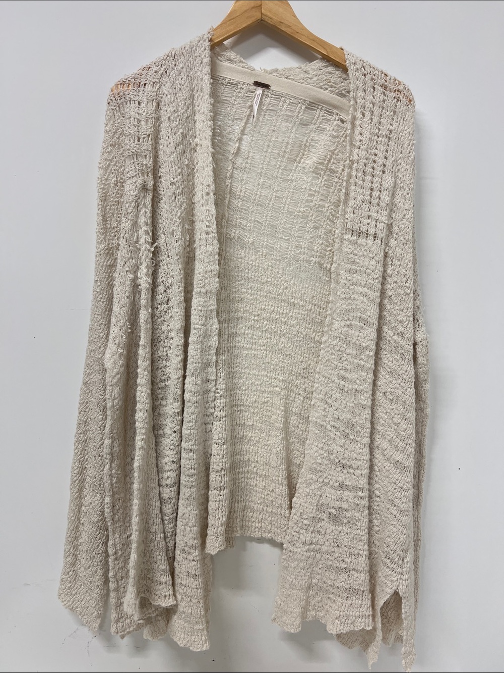 Free People, Long Sleeve Cardigan, Open Weave, Flowy, XS, Cream/Ivory